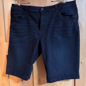 Black Jean Shorts with Clean Straight Hem
